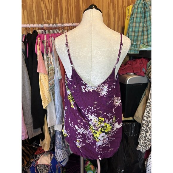 Torrid Floral Print Sleeveless Tank Top Blouse 0 (XL) Purple Rayon Adjustable - Picture 6 of 9